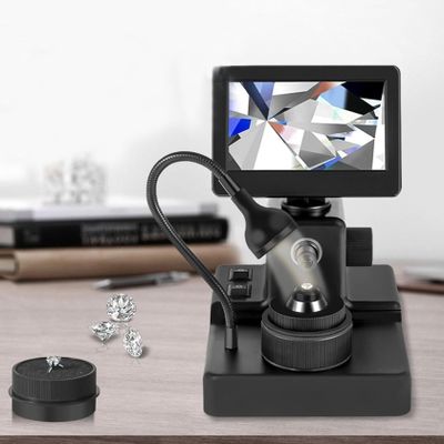 YEHOZZ Diamond Girdle Viewer, 50-1000X Magnification, Biological Microscope Kit, Accurate Identification, 4.3Inch LCD Digital Microscope