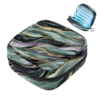 Zipper Sanitary Napkin Bag, Soft Menstrual Pad Pouch, Marble Texture-847 Storage Bag for Sanitary Napkin Pads, Tampon Holder Pad Purse
