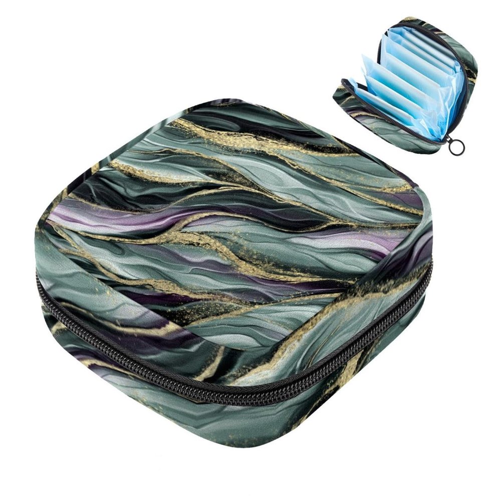 Zipper Sanitary Napkin Bag, Soft Menstrual Pad Pouch, Marble Texture-847 Storage Bag for Sanitary Napkin Pads, Tampon Holder Pad Purse