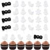 24 PCS Halloween Ghost Cupcake Toppers,White Glitter Ghost BOO Halloween Cupcake Picks for Halloween Theme Baby Shower Kids Birthday Party Supplies Cake Decorations view 1