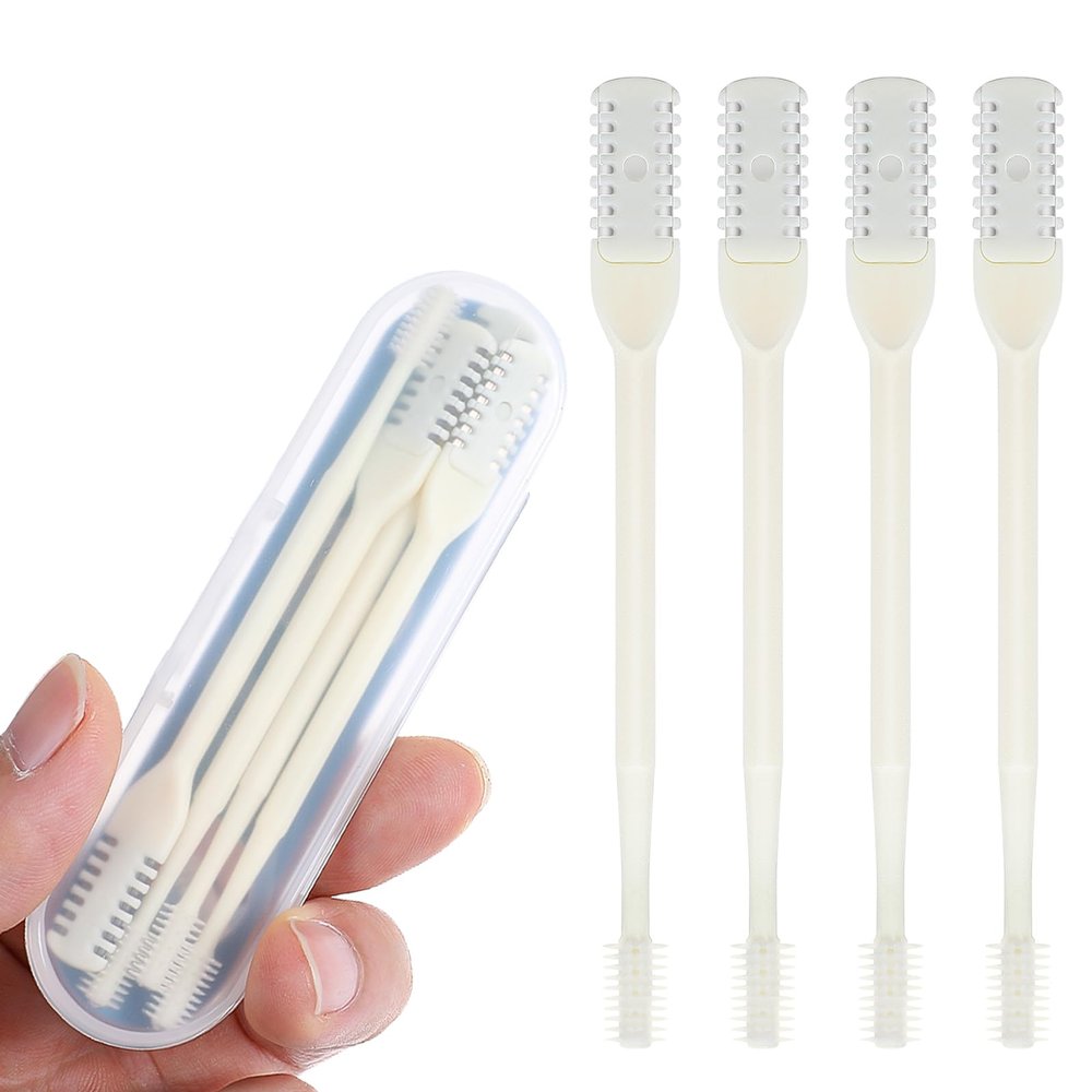 Andibro 4Pcs 2-in-1 Nasal Hair Cutter, Double Sided Nose Hair Knife 360 Rotating Nose Hair Trimmer Manual Nostril Hair Remover Tool for Women & Men