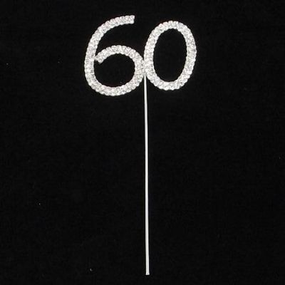 Sparkle & Celebrate! Rhinestone Number Cake Topper The Ultimate Birthday & Anniversary Cake Bling (60 (Sixty), Silver)