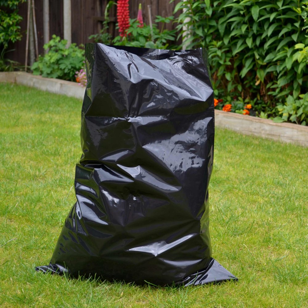 10 Ultra Strong Trade-Grade Black Rubble Sacks - Thick Polythene Waste Bags - Ideal for Building & Garden Waste, Thick Bin Bags - Holds 20kg, 500mm x 762mm - 100 Microns (10)