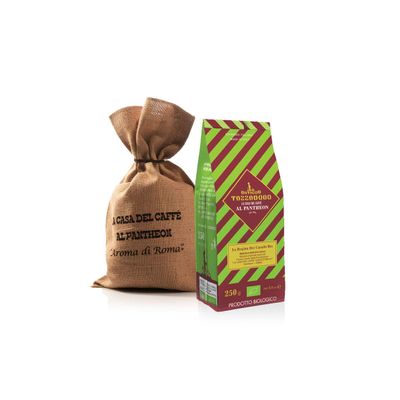 La Regina Dei Caribbean Organic, Tazzadoro, Organic Coffee Beans, Medium Roast, jute bag, Italian espresso coffee, sweet but intense flavour, 100% Arabica, Pack of 2 x 250 g