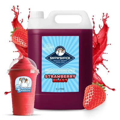 SnowShock Slush Syrup 5L Strawberry | Slushy Concentrate Dilute for Ice Slushie Machine - Makes Up To 110 Drinks - Refreshing Frozen Drink Mix for Kids Parties, Cafes, Events & Food Vans | 100% Vegan