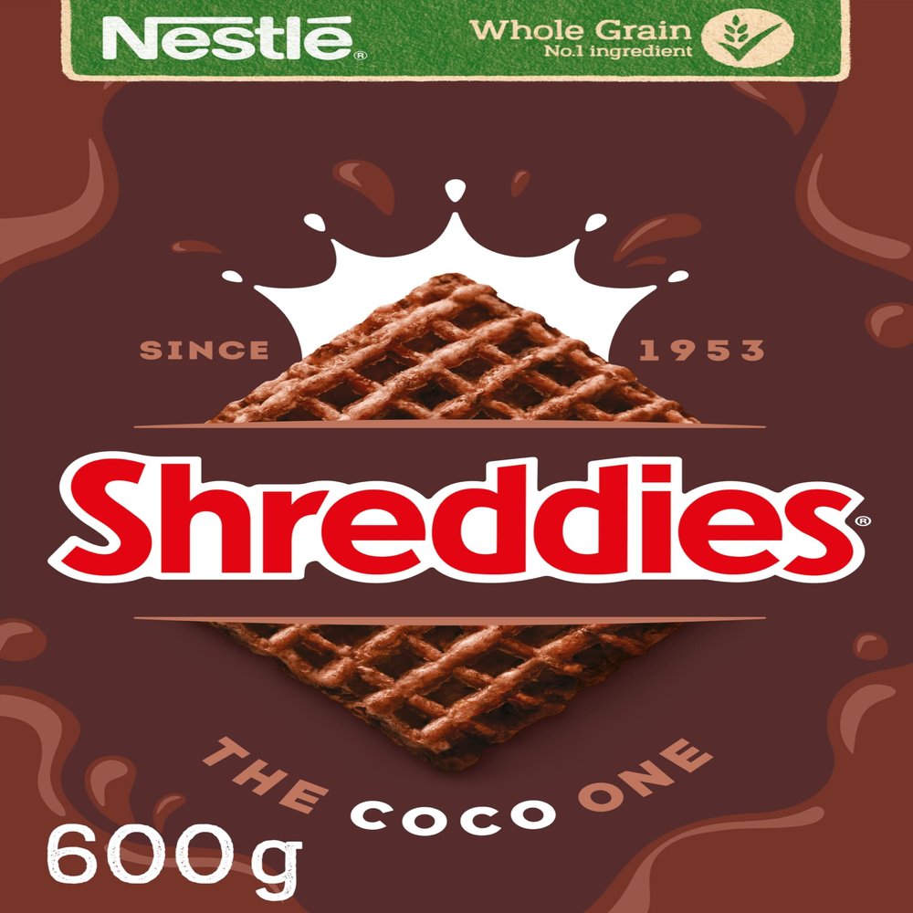 Nestl Cereals - Shreddies Breakfast Cereal - Bitesize Wholegrain Wheat Cereal - The Coco One - High Fibre, 5 Vitamins & Iron - 600g