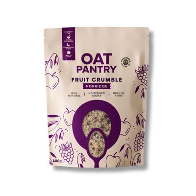 Oat Pantry Fruit Crumble Porridge Oats, 400g (10 Servings) | All Natural Ingredients, Gluten Free, High in Fibre, Vegan, No Refined Sugar | UK made