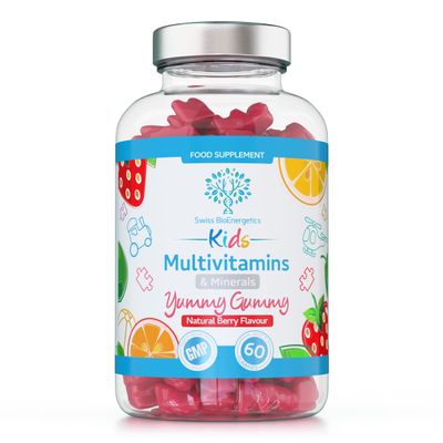 Kids/Childrens Vitamins - 60 Multivitamin & Minerals Gummies - Natural Berry Flavour Packed with Essential Nutrients - Vegan & Free of Artificial Sweeteners  2 Months Supply  UK Made