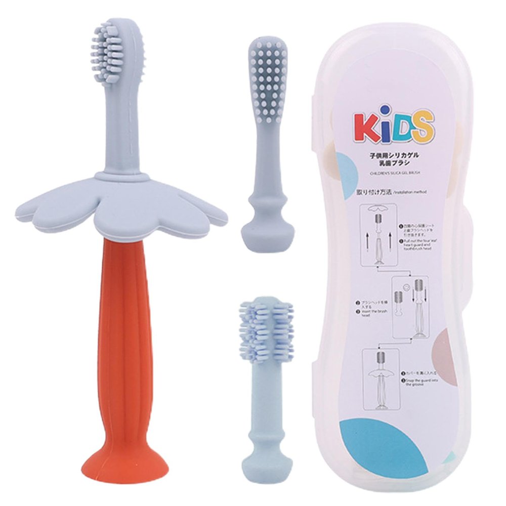 Kids Soft Bristle Toothbrush | Manual Silicone Toothbrush for Teeth Cleaning - Cute Floral Appearance Toothbrush for Home Travel Use for Nursery, Travelling