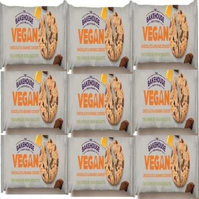 Bakehouse Vegan Cookies Biscuits Luxury Selection, 3 Mixed Raspberry & Pistachio, Chocoalate & Orange and Cocoa & Hazelnut 220g each by Zamfoods, Gift pack for all Occasions (9, Chocolate Orange)