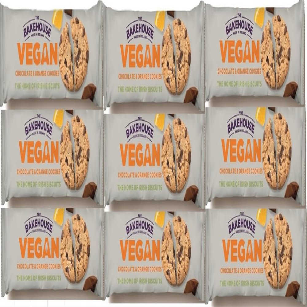Bakehouse Vegan Cookies Biscuits Luxury Selection, 3 Mixed Raspberry & Pistachio, Chocoalate & Orange and Cocoa & Hazelnut 220g each by Zamfoods, Gift pack for all Occasions (9, Chocolate Orange)