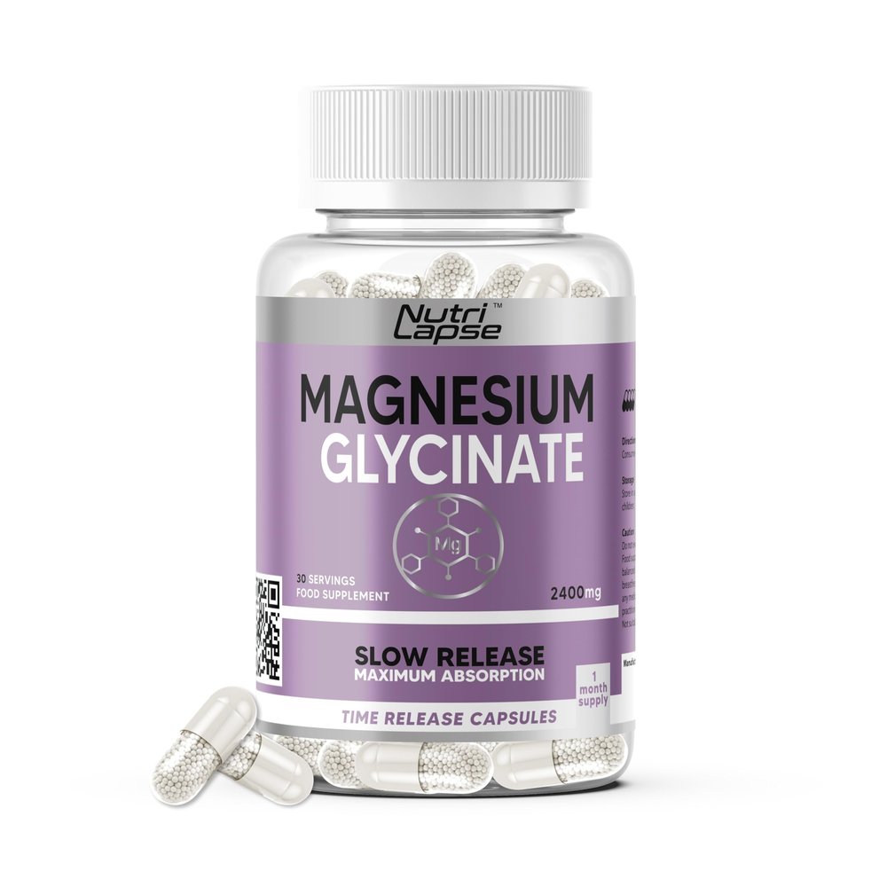 Magnesium Glycinate 120 Capsules  High Strength, Granular Technology, Sustained Slow Release for Maximum Absorption  2400mg Delivering 340mg Elemental Magnesium per Serving