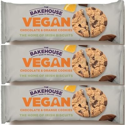 Bakehouse Vegan Cookies Biscuits Luxury Selection, 3 Mixed Raspberry & Pistachio, Chocoalate & Orange and Cocoa & Hazelnut 220g each by Zamfoods, Gift pack for all Occasions (3, Chocolate Orange)