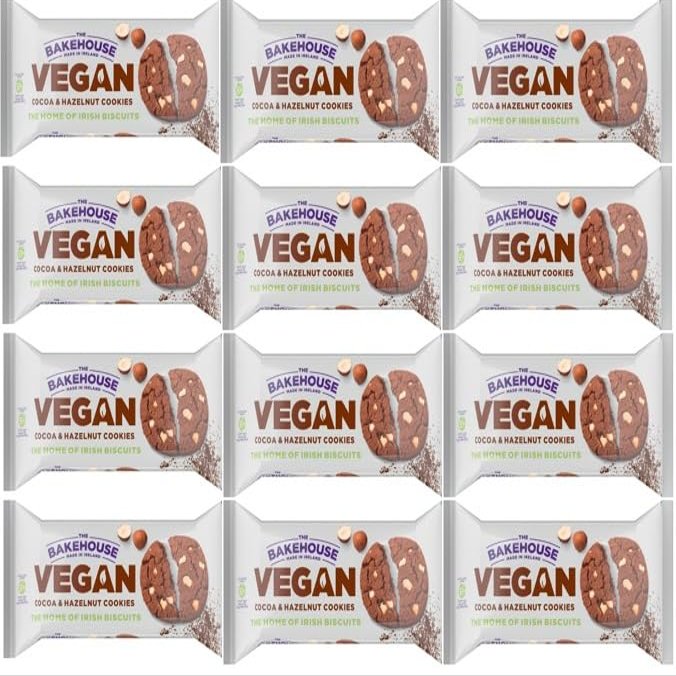 Bakehouse Vegan Cookies Biscuits Luxury Selection, 3 Mixed Raspberry & Pistachio, Chocoalate & Orange and Cocoa & Hazelnut 220g each by Zamfoods, Gift pack for all Occasions (12, Cocoa Hazelnut)