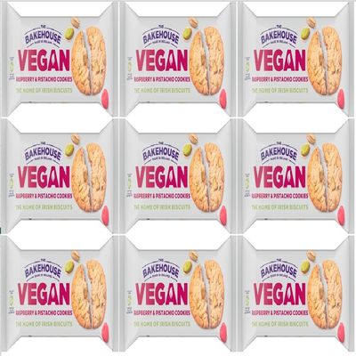 Bakehouse Vegan Cookies Biscuits Luxury Selection, 3 Mixed Raspberry & Pistachio, Chocoalate & Orange and Cocoa & Hazelnut 220g each by Zamfoods, Gift pack for all Occasions (9, Raspberry Pistachio)