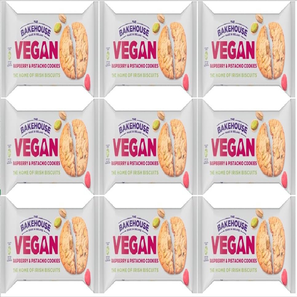 Bakehouse Vegan Cookies Biscuits Luxury Selection, 3 Mixed Raspberry & Pistachio, Chocoalate & Orange and Cocoa & Hazelnut 220g each by Zamfoods, Gift pack for all Occasions (9, Raspberry Pistachio)