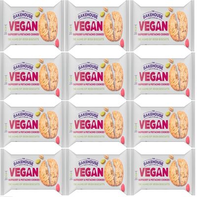 Bakehouse Vegan Cookies Biscuits Luxury Selection, 3 Mixed Raspberry & Pistachio, Chocoalate & Orange and Cocoa & Hazelnut 220g each by Zamfoods, Gift pack for all Occasions (12, Raspberry Pistachio)