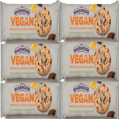 Bakehouse Vegan Cookies Biscuits Luxury Selection, 3 Mixed Raspberry & Pistachio, Chocoalate & Orange and Cocoa & Hazelnut 220g each by Zamfoods, Gift pack for all Occasions (6, Chocolate Orange)