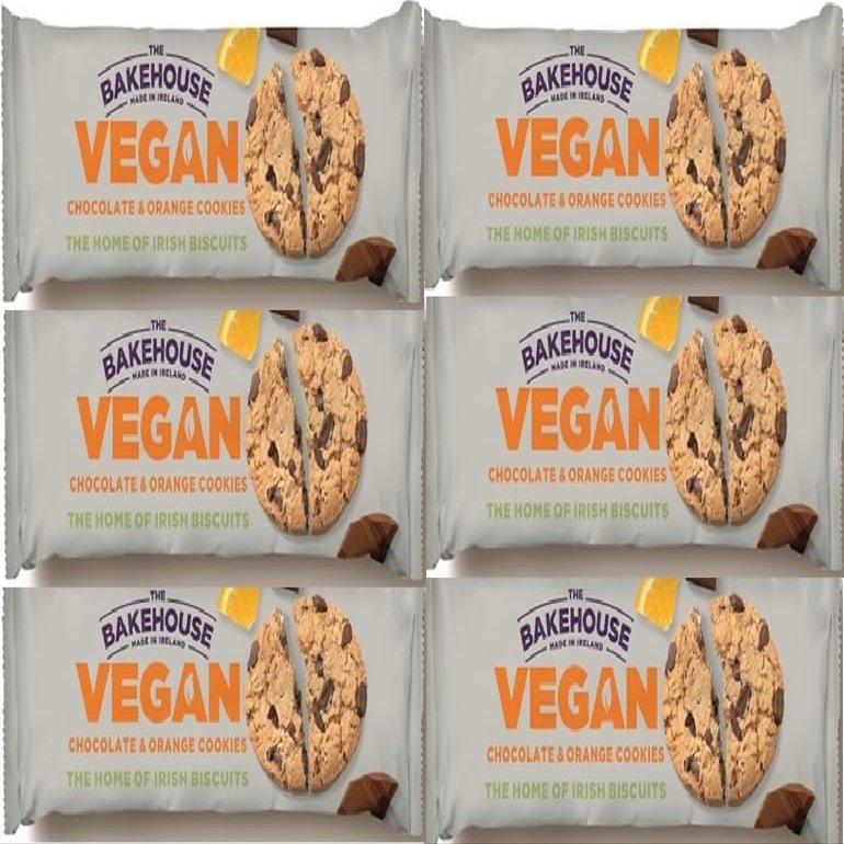 Bakehouse Vegan Cookies Biscuits Luxury Selection, 3 Mixed Raspberry & Pistachio, Chocoalate & Orange and Cocoa & Hazelnut 220g each by Zamfoods, Gift pack for all Occasions (6, Chocolate Orange)