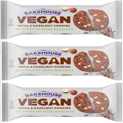 Bakehouse Vegan Cookies Biscuits Luxury Selection, 3 Mixed Raspberry & Pistachio, Chocoalate & Orange and Cocoa & Hazelnut 220g each by Zamfoods, Gift pack for all Occasions (3, Cocoa Hazelnut)