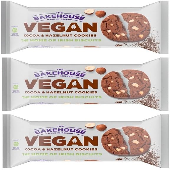 Bakehouse Vegan Cookies Biscuits Luxury Selection, 3 Mixed Raspberry & Pistachio, Chocoalate & Orange and Cocoa & Hazelnut 220g each by Zamfoods, Gift pack for all Occasions (3, Cocoa Hazelnut)