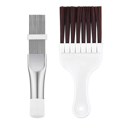 JZK 2PCS Air Conditioner Condenser Fin Cleaning Brush, Tumble Dryer Cleaning Brush, Refrigerator Coil Cleaning Whisk Brush, Stainless Steel AC Fin Comb