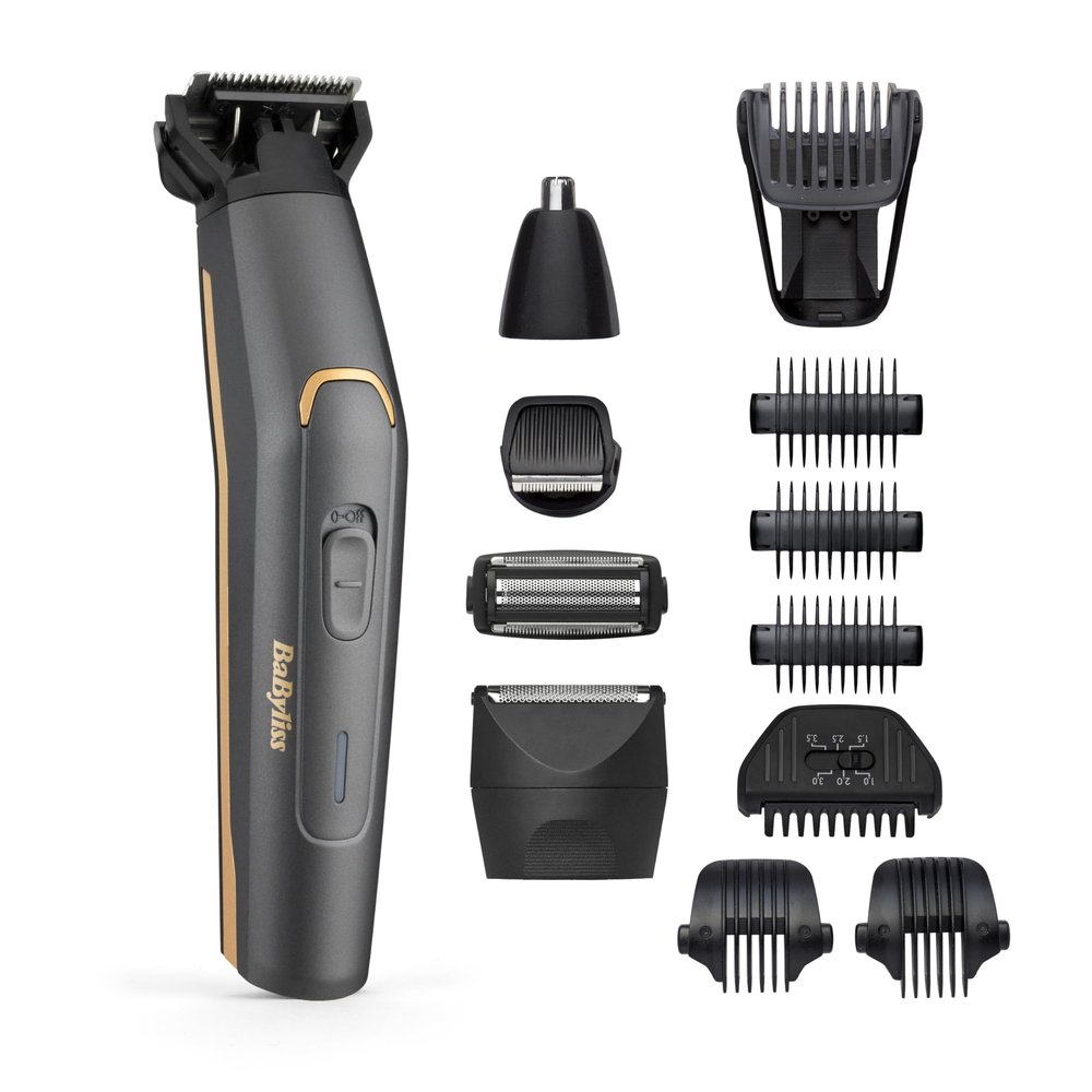 BaByliss MT987E Multi-Trimmer Graphite Precision 12 in 1, Cordless, Precision Head, Body Head, Beard Head, Nose/Ear Head, Shaving Head