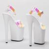 LIUGUISUOCHBH Women's High Heels Platform Ankle-Strap Sandal-Open Toe Dress Pumps-Sexy Pole Dancing Shoes-8 inch Heels for Fashion Party,White,9 UK view 4