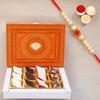 Ghasitaram Gifts Jaiccha Rakhi Gifts for Brothers Assorted Kaju Katlis 12 pcs with Pearl Beads Rakhi view 1