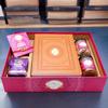Ghasitaram Gifts Jaiccha Rakhi Gifts for Brothers Big Hamper Tray with Sugarfree Kaju Katli, 2 rakhis, Card, Wheat Puffs, Anjeer Bites, and Mixed Dryfruit Jar view 1