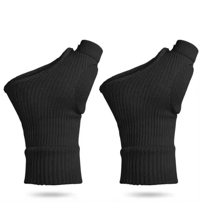 1 Pair Arthritis Wrist & Thumb Support Brace | Compression Wrist Brace for Hand Instability, Improve Circulation | Provide Excellent Support for Thumb Injury, Carpal Tunnel, Tenosynovi (Black, L)