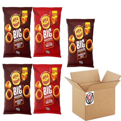 Hula Hoops Big Hoops Crisps 70g, PMP (10 Packs, Mixed)
