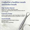 Happier Tongue Scraper - Stainless Steel Tongue Scrapers for Adults - Plastic Free Tongue Cleaner with Ergonimic Handle Restore Fresh Breath for Men and Women view 4