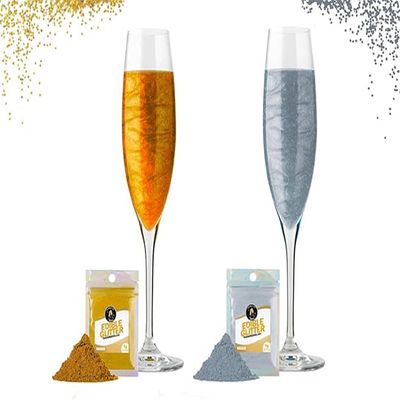 Twinkle my Drink Gold & Silver Deluxe Edible Glitter for Drinks, Cakes & Cocktails | Birthday Party Decorations | Gold Party Props | Edible Cocktail Decorations | Cake Toppers | 10g up to 50 Servings