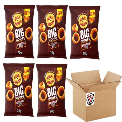 Hula Hoops Big Hoops Crisps 70g, PMP (05 Packs, BBQ Beef)
