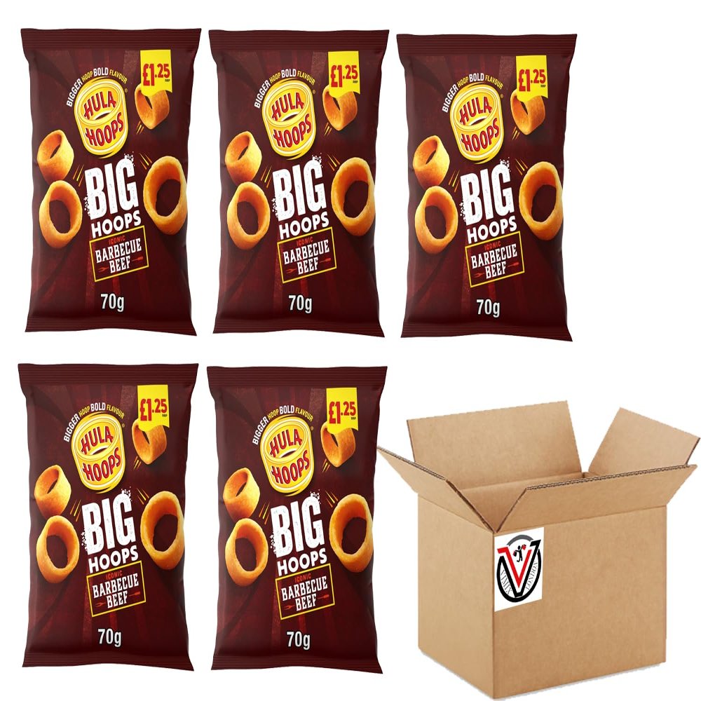 Hula Hoops Big Hoops Crisps 70g, PMP (05 Packs, BBQ Beef)