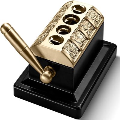 Table Cigar Cutter Guillotine, V Carved Desktop Cigar Cutter with Top Four Cut Holes Design, Stainless Steel Quad Tabletop Cigar Cutter, Ideal Cigar Gifts for Men. (Gold)