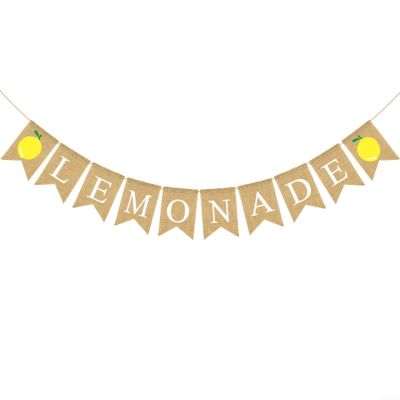Burlap For Lemonade Banner for For Lemonade Stand, Vibrant Party Decor (LEMONADE)