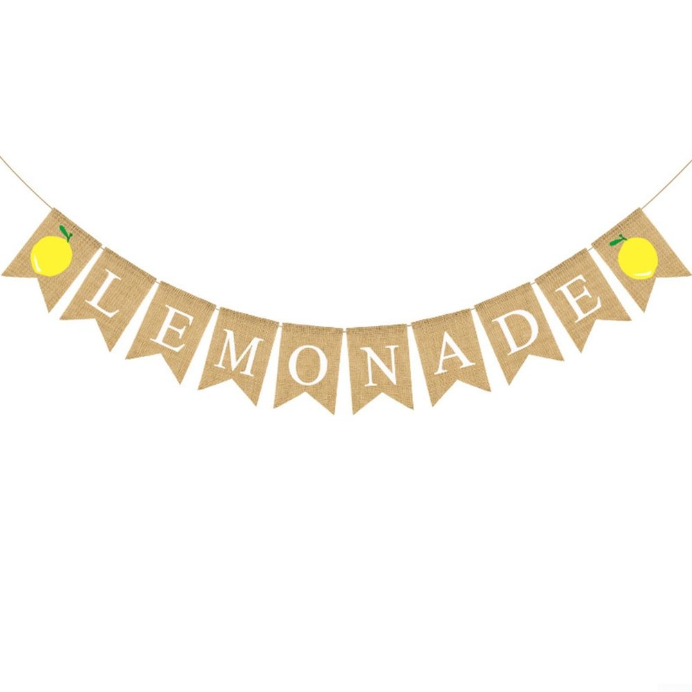 Burlap For Lemonade Banner for For Lemonade Stand, Vibrant Party Decor (LEMONADE)