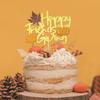 1 Pack Happy Friendsgiving Cake Topper Gold Glitter Thanksgiving Cake Topper Maple Leaf Pumpkin Cake Decoration Cake Picks for Fall Harvest Thanksgiving Day Friends Party Supplies (J) view 3