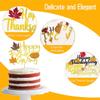 1 Pack Happy Friendsgiving Cake Topper Gold Glitter Thanksgiving Cake Topper Maple Leaf Pumpkin Cake Decoration Cake Picks for Fall Harvest Thanksgiving Day Friends Party Supplies (J) view 4