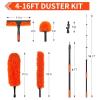 16 Foot High Reach Duster Kit with 4-16FT Extension Pole,Duster for Cleaning, High Ceiling Fan Window Washing,Cobweb Feather Duster Extendable Cleaning Kit view 2