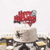 1Pcs Happy Halloween Cake Topper Black Glitter Skull Cake Topper Castle Witch Pumpkin Ghost Bat Halloween Cake Decorations Cake Pick Cake Accessories for Halloween Birthday Baby Shower Party Supplies view 4
