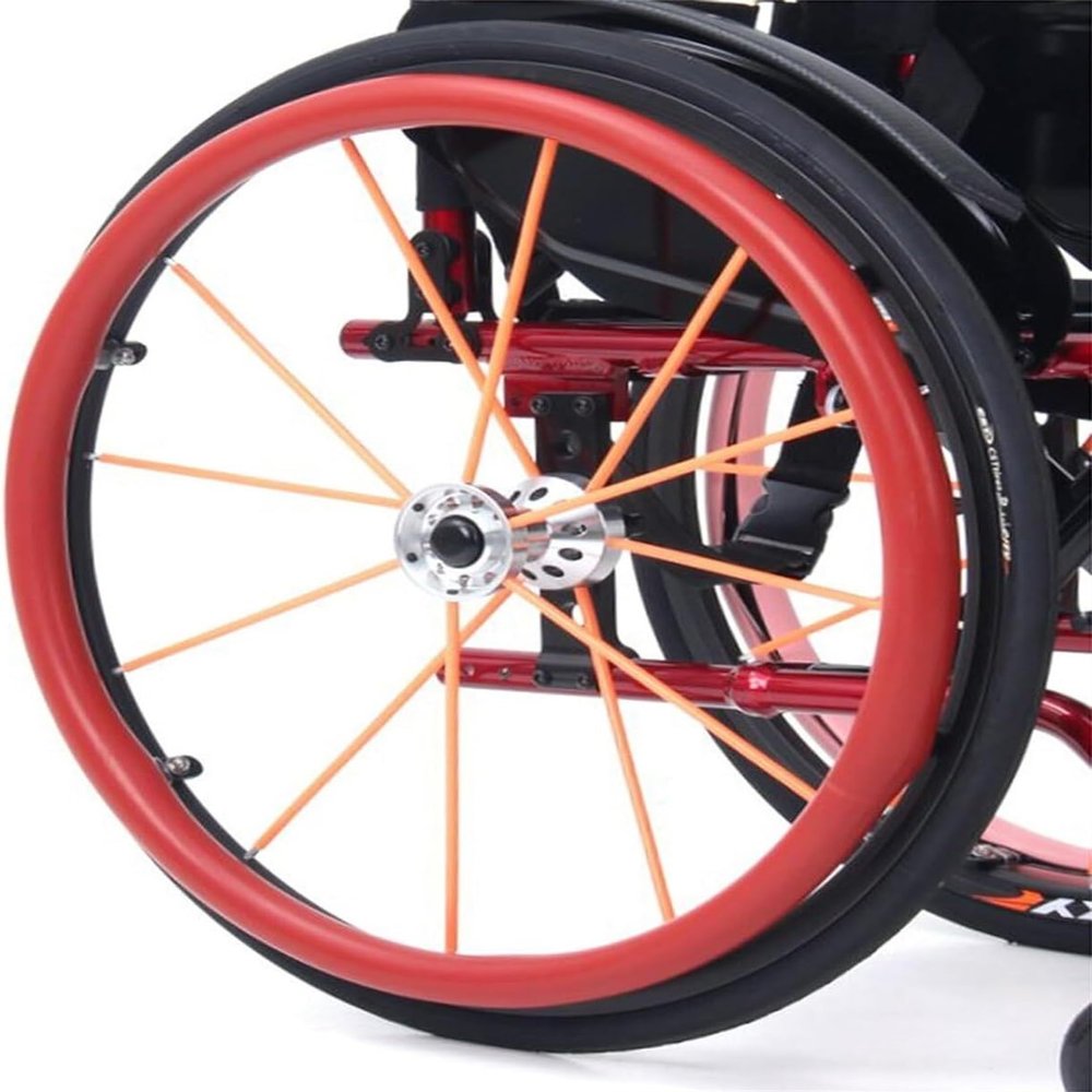 22/24-Inch Silicone Wheelchair Push Rim Covers, Wheelchair Rim Covers, Non-Slip Wear-Resistant Hand Push Cover, Improve Grip And Traction,Green (Color : Red, Size : 24in)