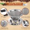 Sekonow 2Pcs Pour Over Coffee Dripper, Paperless Reusable Coffee Filter, Pour Over Coffee Maker for Single Cup Brew, Double Layer Stainless Steel Cone Strainer 1-2 Cup, Small view 3