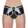 ASNAT Black And White Latex Briefs With Stripes Rubber Panties Shorts Boyshorts Underpants view 1
