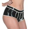 ASNAT Black And White Latex Briefs With Stripes Rubber Panties Shorts Boyshorts Underpants view 2