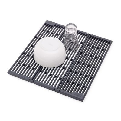 Joseph Joseph Platform Folding Over Sink Drainer, Fits Across Sink, Save Worktop Space, Quick Draining, Adjustable Folding Design, Non-Slip Feet, Anthracite
