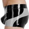 ASNAT Black And Silver Trims Sexy Latex Boxer Shorts With Wave Shape Front Zippers Rubber Underpants view 2