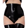 ASNAT Black High Waist Cut Leg Latex Boxer Shorts Rubber Panties Underwear Briefs Bottoms view 1